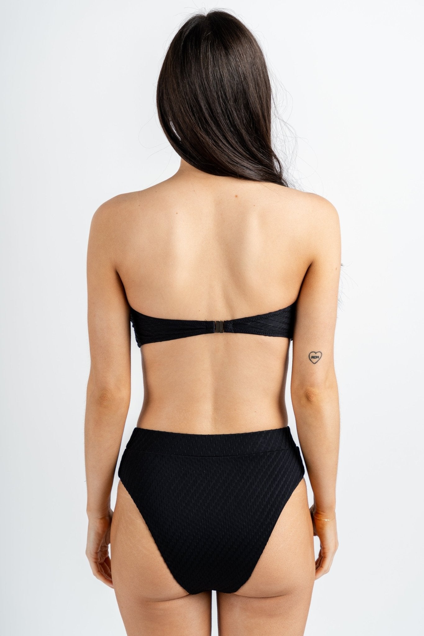 Textured bandeau bikini top black - Cute swimsuit - Affordable Swimsuits at Lush Fashion Lounge Boutique in Oklahoma City