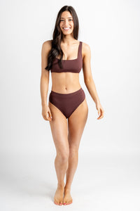 Square neck bikini top mocha - Cute swimsuit - Affordable Swimsuits at Lush Fashion Lounge Boutique in Oklahoma City