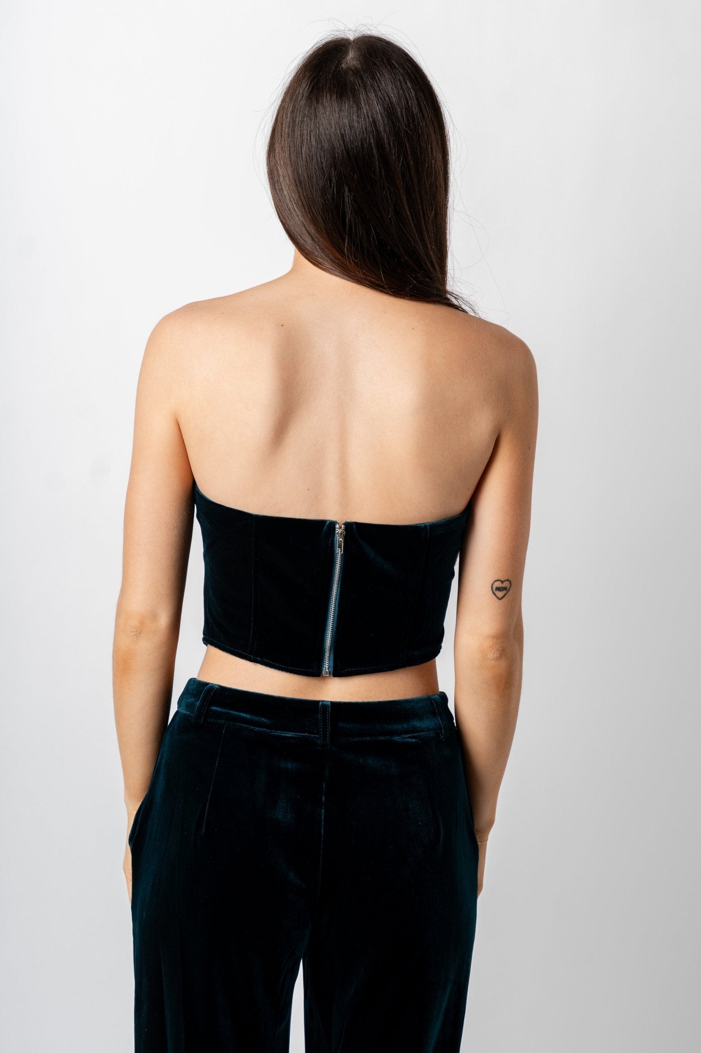 Velvet bustier top green | Trendy Tops - Lush Fashion Lounge