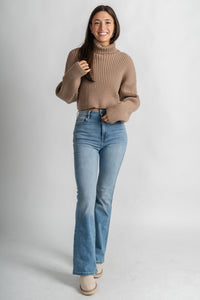 Hidden happi high rise flare jeans medium blue | Lush Fashion Lounge: boutique women's jeans, fashion jeans for women, affordable fashion jeans, cute boutique jeans