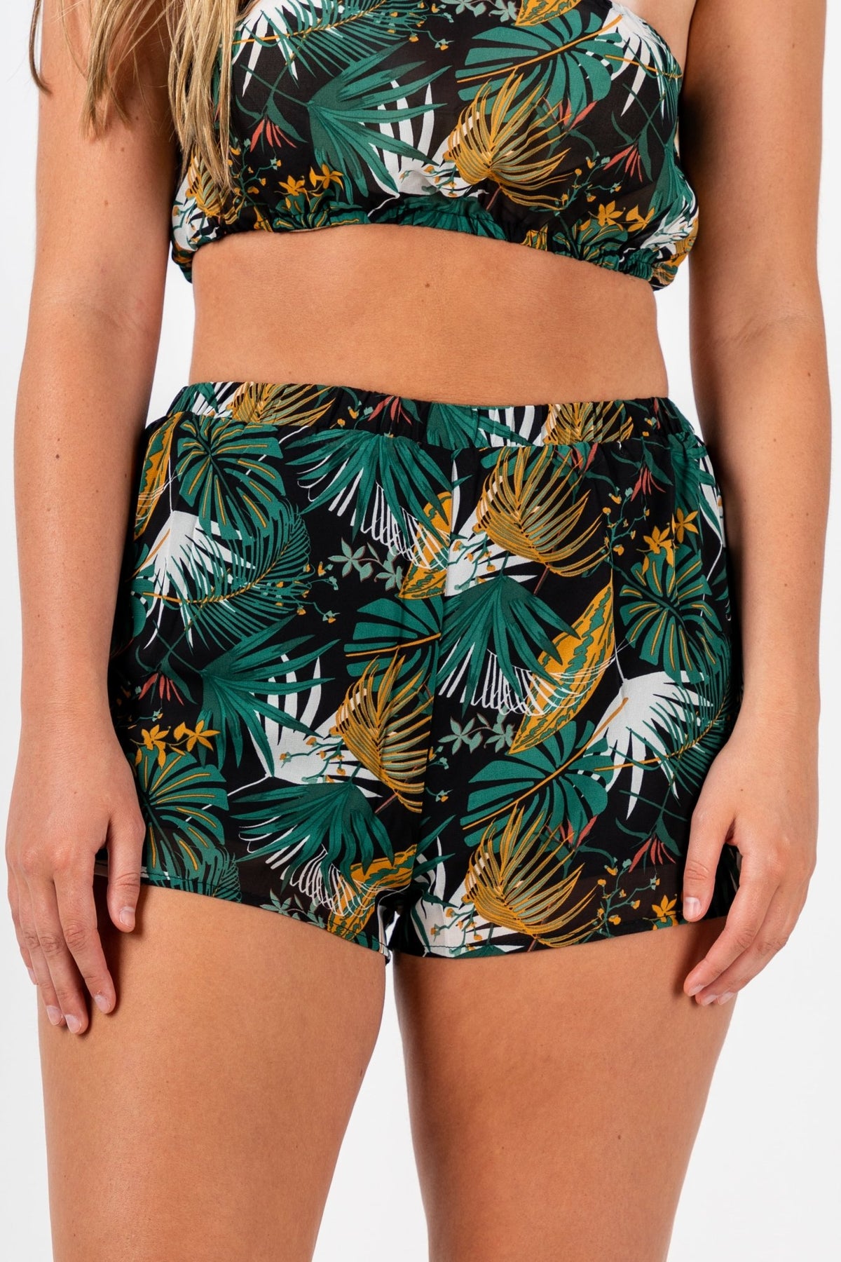 Tropical shorts black - Trendy Top - Cute Vacation Collection at Lush Fashion Lounge Boutique in Oklahoma City