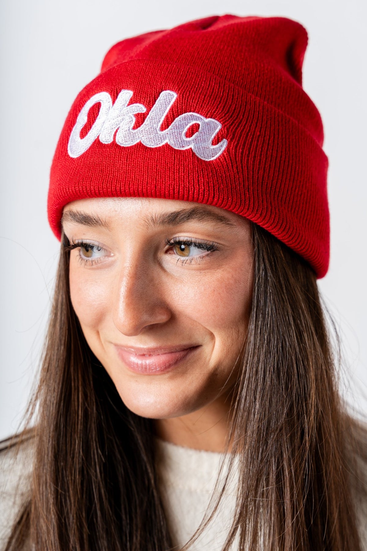 Okla beanie red - Trendy Beanies at Lush Fashion Lounge Boutique in Oklahoma City