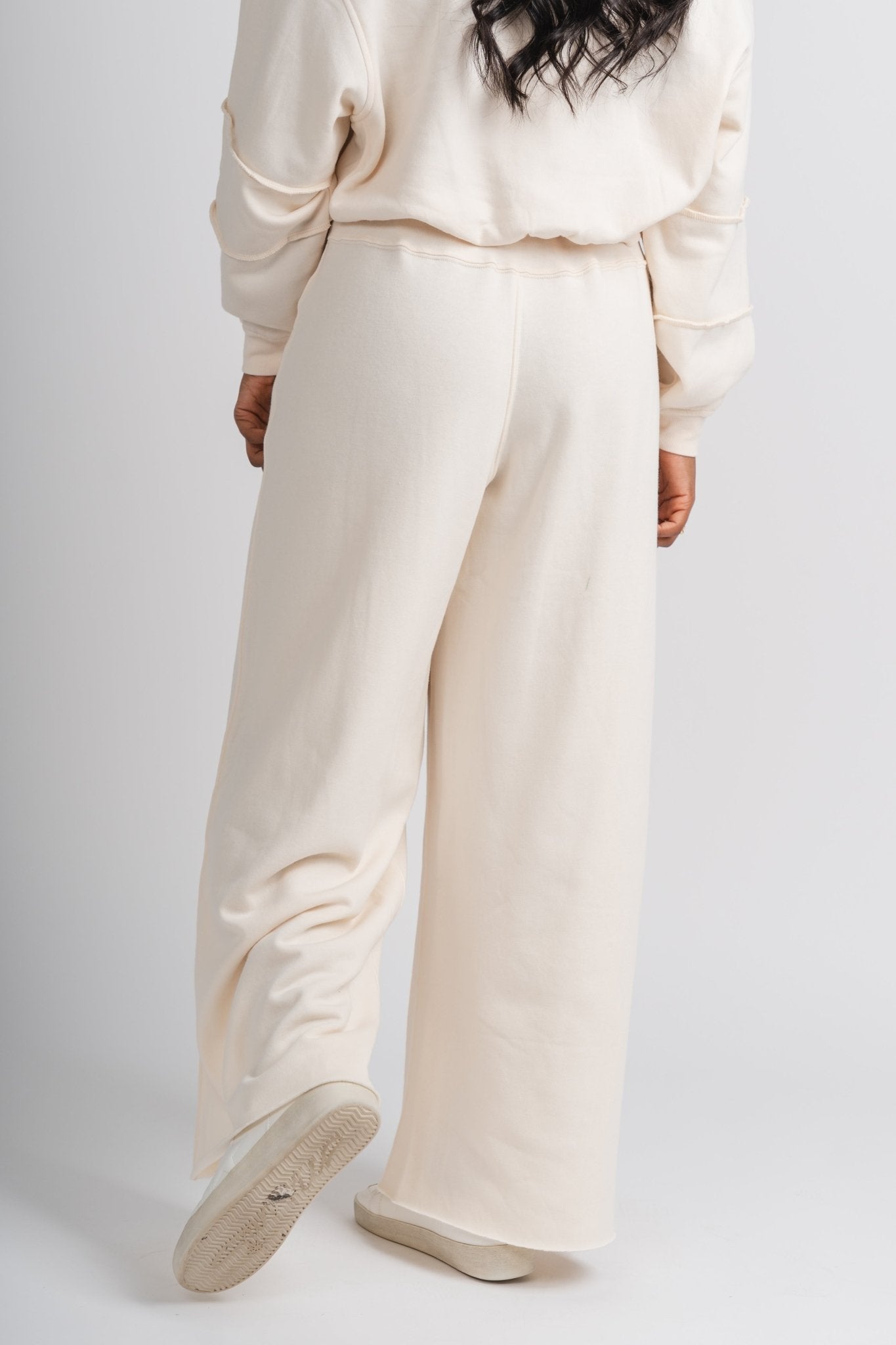 Wide leg sweatpants cream - Adorable sweatpants - Stylish Comfortable Outfits at Lush Fashion Lounge Boutique in OKC