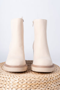 Nathan lug sole booties beige - Trendy Shoes - Fashion Shoes at Lush Fashion Lounge Boutique in Oklahoma City