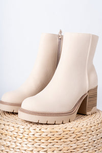 Nathan lug sole booties beige - Cute Shoes - Trendy Shoes at Lush Fashion Lounge Boutique in Oklahoma City