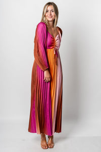 Pleated maxi dress mango orchid - Affordable Dresses - Boutique Dresses at Lush Fashion Lounge Boutique in Oklahoma City