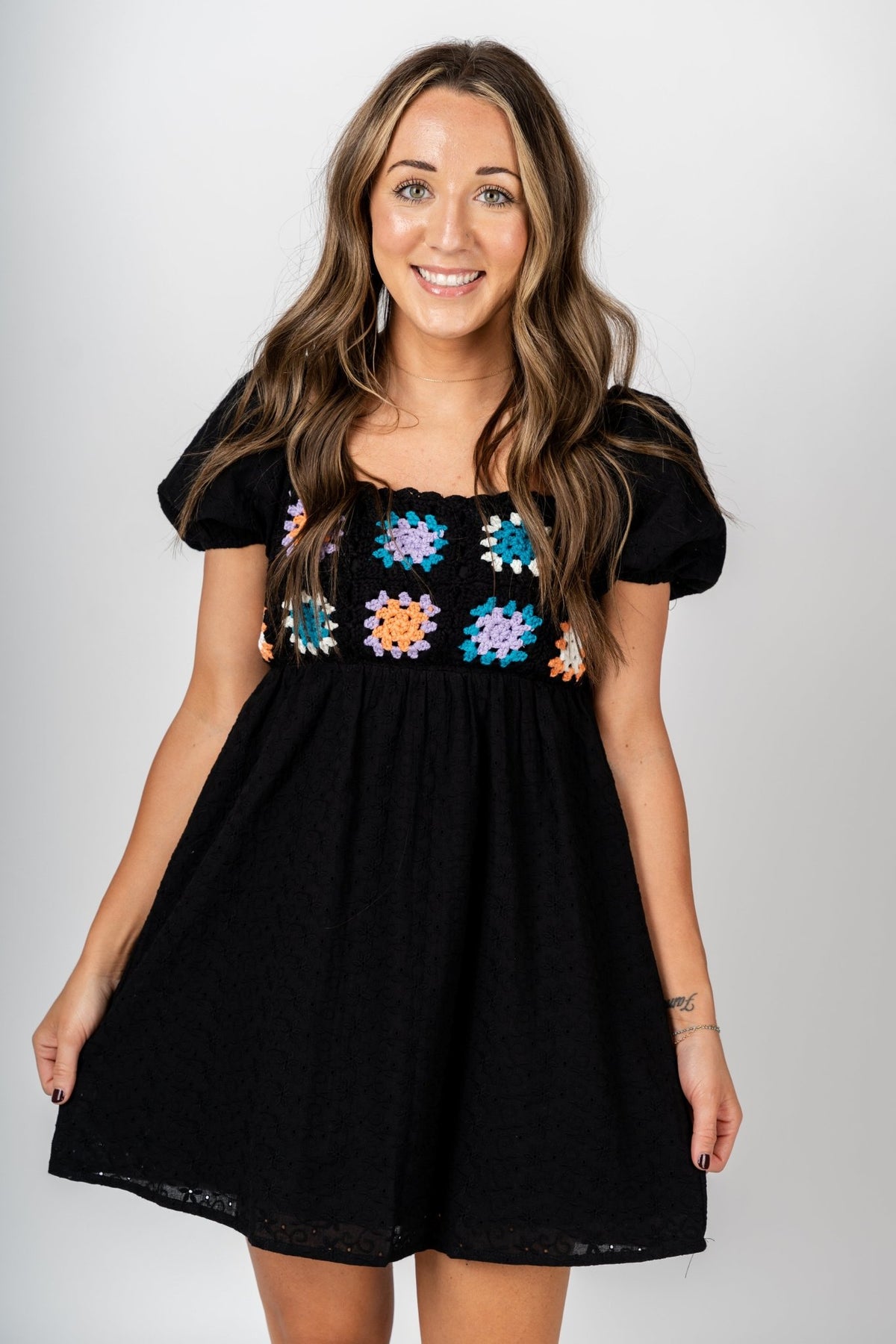 Crochet babydoll dress black - Cute Dresses - Trendy Dresses at Lush Fashion Lounge Boutique in Oklahoma City