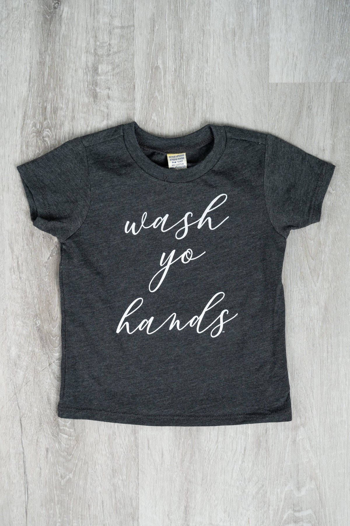 KIDS Wash yo hands t-shirt charcoal - Stylish T-shirts - Trendy Graphic T-Shirts and Tank Tops at Lush Fashion Lounge Boutique in Oklahoma City