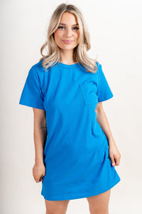 Twist back t-shirt dress turquoise - Cute Dress - Trendy Graphic T-Shirts at Lush Fashion Lounge Boutique in Oklahoma City
