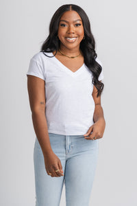 Z Supply modern v-neck tee white - Z Supply T-shirts - Z Supply Tops, Dresses, Tanks, Tees, Cardigans, Joggers and Loungewear at Lush Fashion Lounge