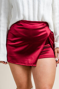 Mini skort burgundy - Trendy Holiday Apparel at Lush Fashion Lounge Boutique in Oklahoma City