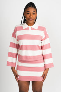 Striped mini skirt pink/white | Lush Fashion Lounge: boutique fashion skirts, affordable boutique skirts, cute affordable skirts