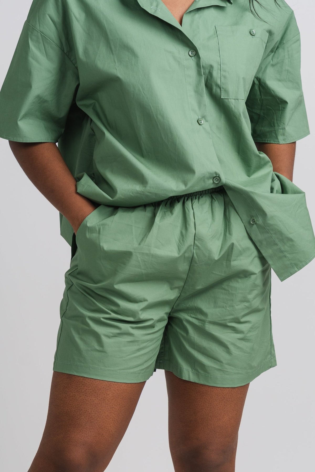 Elastic waist shorts green - Trendy Shorts - Cute Loungewear Collection at Lush Fashion Lounge Boutique in Oklahoma City