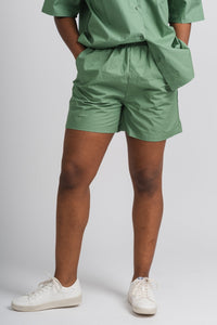 Elastic waist shorts green - Fun Shorts - Unique Lounge Looks at Lush Fashion Lounge Boutique in Oklahoma