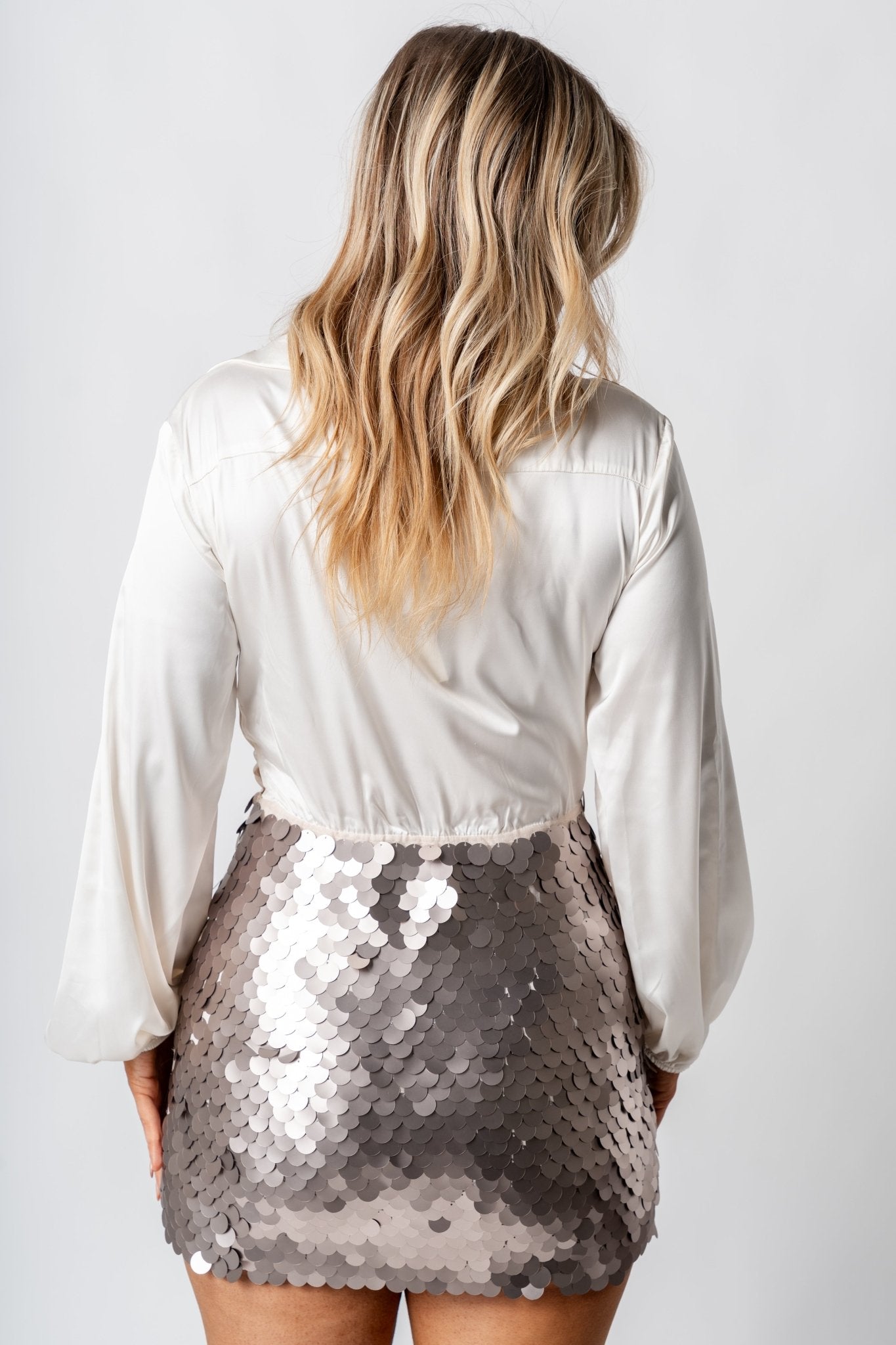 Satin sequin wrap dress shell | Trendy Dresses - Lush Fashion Lounge Satin sequin wrap dress shell | Trendy Dresses - Lush Fashion Lounge