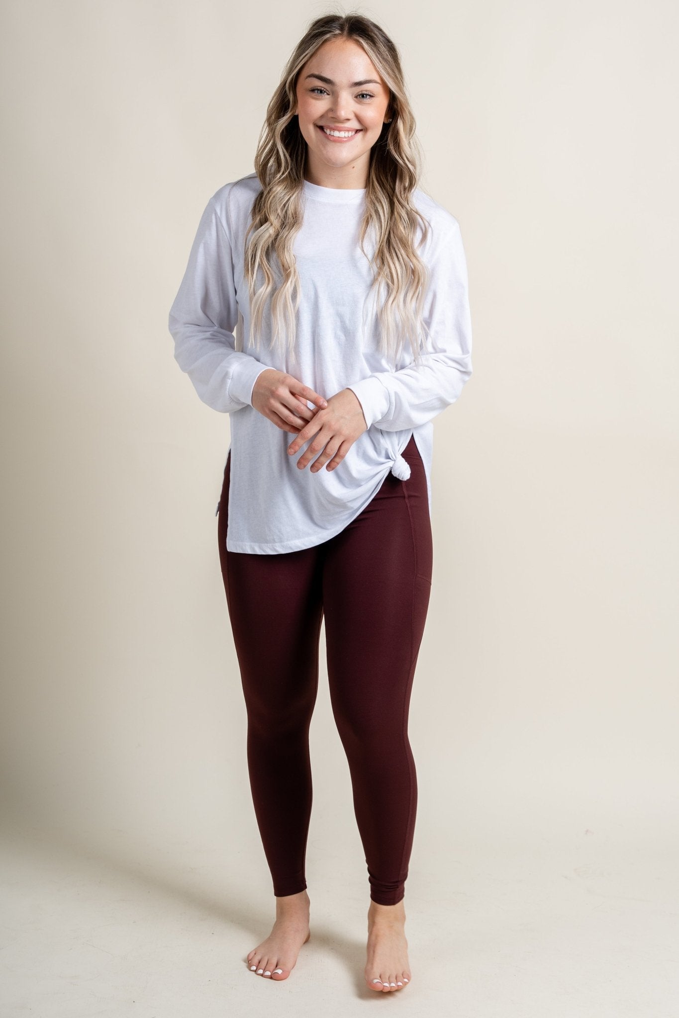 Z Supply cool down long sleeve top white - Z Supply tank top - Z Supply Clothing at Lush Fashion Lounge Trendy Boutique Oklahoma City