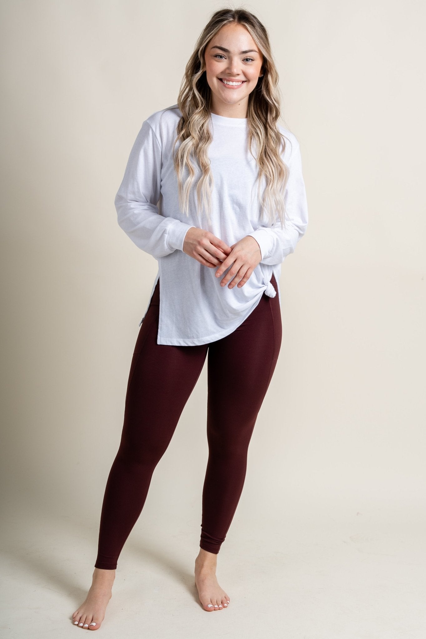 Z Supply cool down long sleeve top white - Z Supply tank top - Z Supply Tees & Tanks at Lush Fashion Lounge Trendy Boutique Oklahoma City