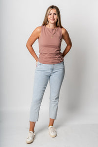 Boat neck tank top red bean - Trendy Tank Top - Fashion Tank Tops at Lush Fashion Lounge Boutique in Oklahoma City