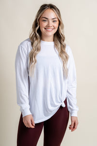 Z Supply cool down long sleeve top white - Z Supply tank top - Z Supply Apparel at Lush Fashion Lounge Trendy Boutique Oklahoma City