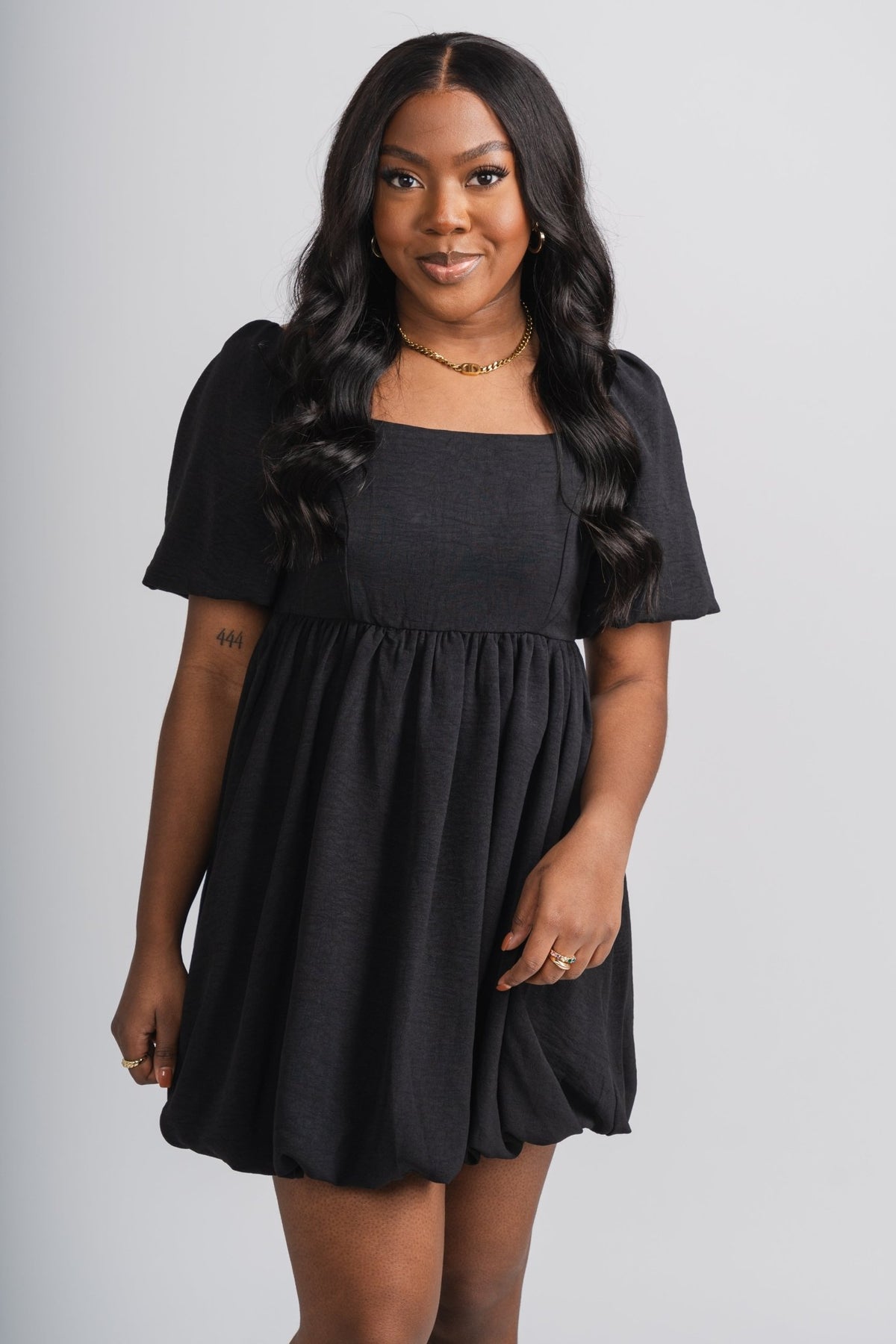 Puff sleeve dress black - Cute dress - Trendy Dresses at Lush Fashion Lounge Boutique in Oklahoma City