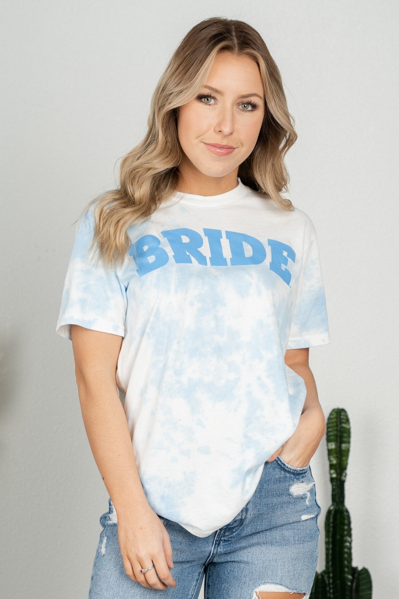Bride dream on tie dye t-shirt blue - Tie Dye T-shirts - Tie Dye T-Shirts at Lush Fashion Lounge Trendy Boutique in Oklahoma City
