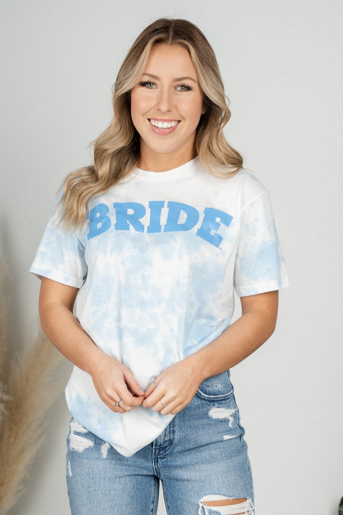 Bride dream on tie dye t-shirt blue - Tie Dye T-shirts - Tie Dye Clothing at Lush Fashion Lounge Trendy Boutique in Oklahoma City