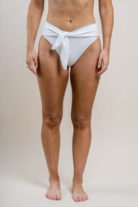 Tie front high waist bikini bottoms white - Unique swimsuit - Stylish Swimsuits at Lush Fashion Lounge Boutique in Oklahoma City