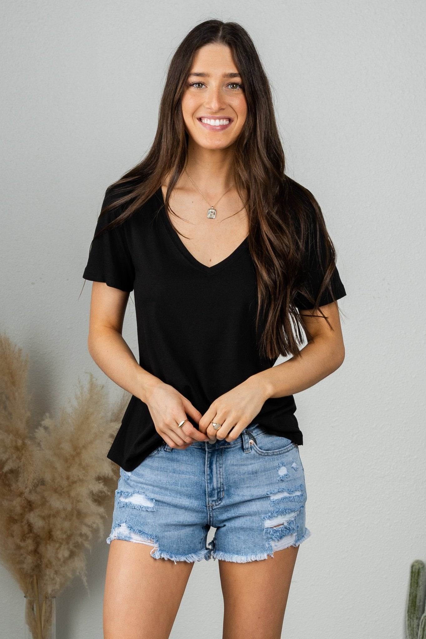Z Supply Kasey modal v-neck top black - Z Supply Top - Z Supply Tops, Dresses, Tanks, Tees, Cardigans, Joggers and Loungewear at Lush Fashion Lounge