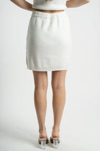 Ribbed knit mini skirt ivory | Lush Fashion Lounge: boutique fashion skirts, affordable boutique skirts, cute affordable skirts