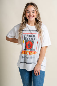 DayDreamer Public Enemy merch tee vintage white - DayDreamer Graphic Band Tees at Lush Fashion Lounge Trendy Boutique in Oklahoma City