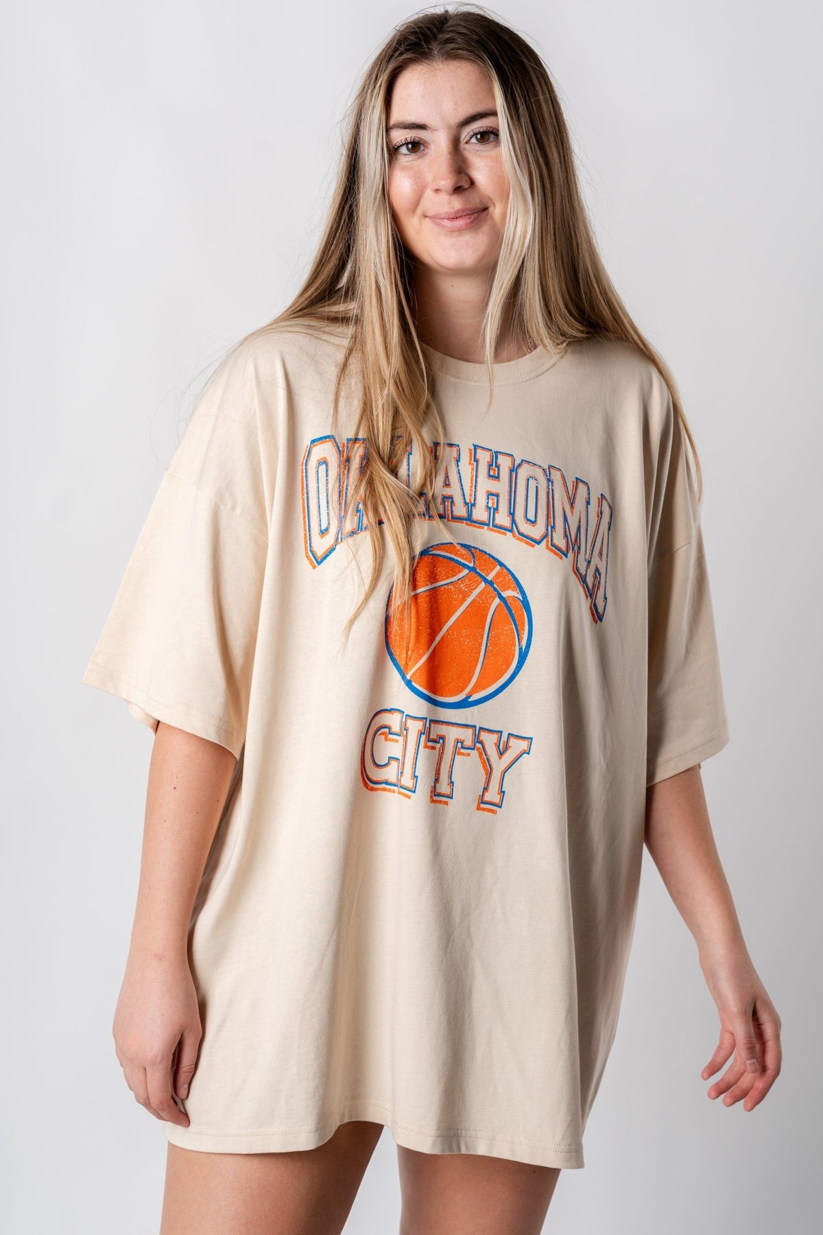 OKC Wonka oversized t-shirt off white - Trendy OKC Apparel at Lush Fashion Lounge Boutique in Oklahoma City