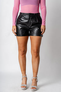 Faux leather shorts black - Trendy New Year's Eve Outfits at Lush Fashion Lounge Boutique in Oklahoma City