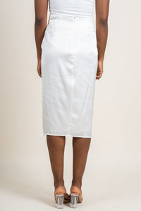 Twist detail midi skirt creamy white - Adorable Skirt - Unique Bridesmaid Ideas at Lush Fashion Lounge Boutique in Oklahoma