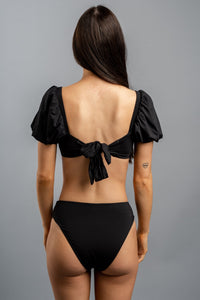 High waist tie front bikini bottoms black - Unique Swimwear - Stylish Swimsuits at Lush Fashion Lounge Boutique in Oklahoma City
