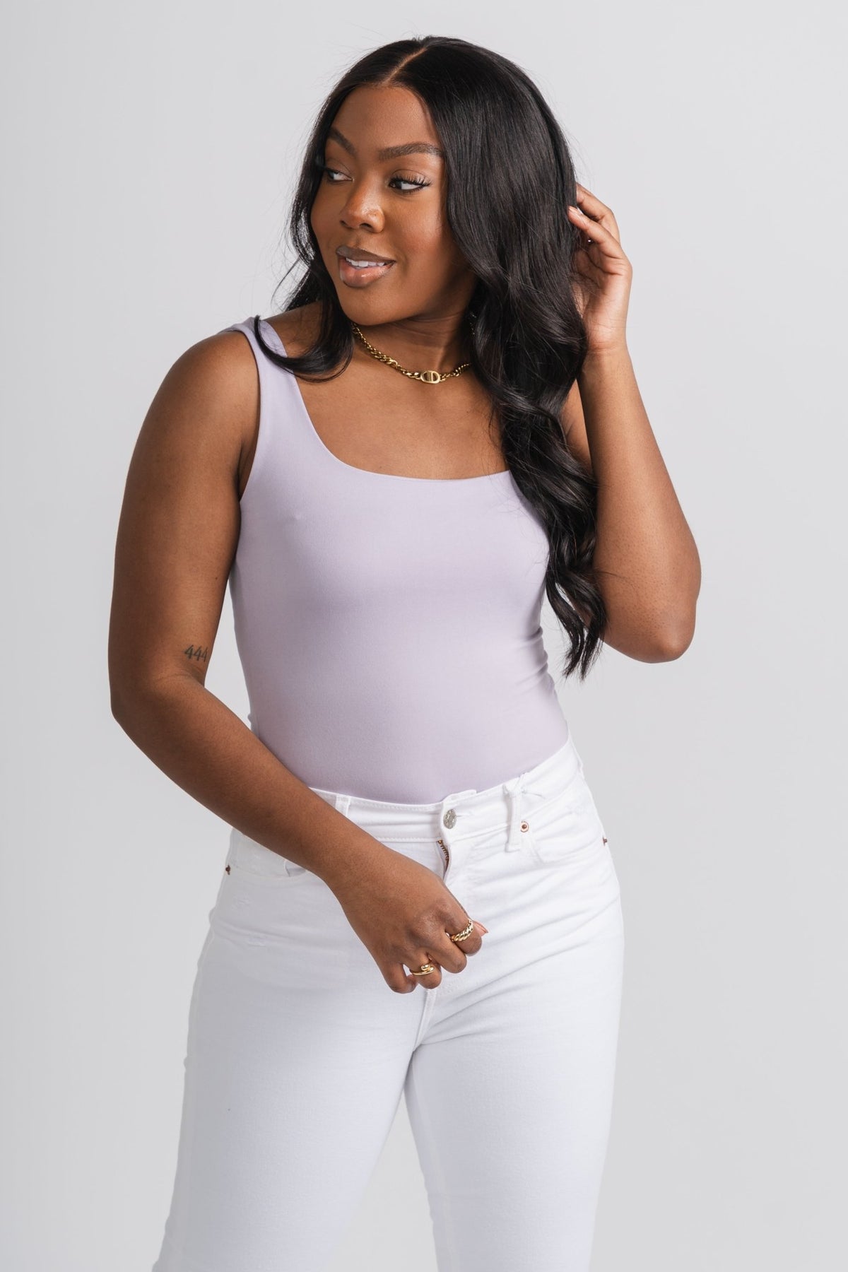 Square neck bodysuit lavender - Stylish bodysuit - Cute Easter Outfits at Lush Fashion Lounge Boutique in Oklahoma