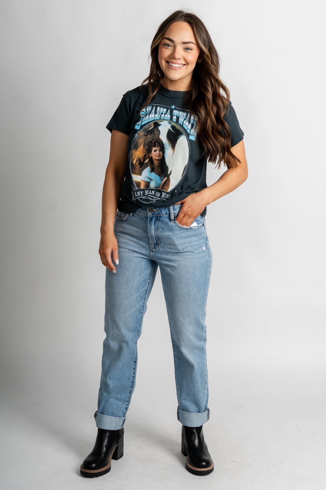 DayDreamer Shania Twain any man of mine tee vintage black - Vintage Band T-Shirts and Sweatshirts at Lush Fashion Lounge Boutique in Oklahoma City