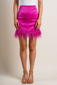 Feather trim skirt hot pink | Lush Fashion Lounge: boutique fashion skirts, affordable boutique skirts, cute affordable skirts