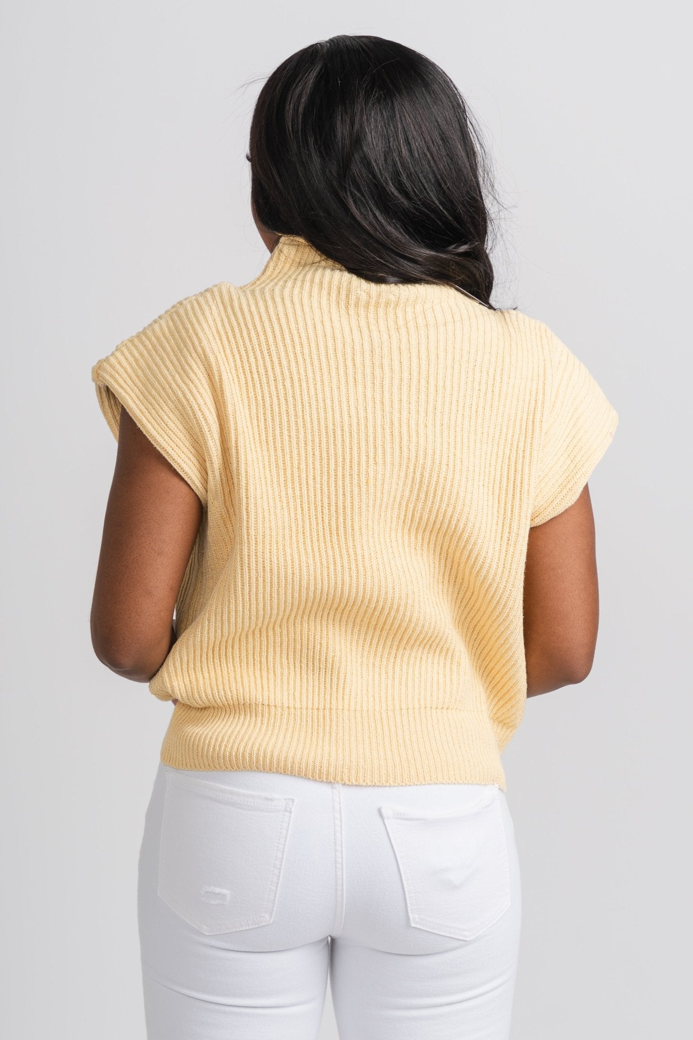Turtle neck sweater vest top yellow - Trendy sweater vest - Fun Easter Looks at Lush Fashion Lounge Boutique in Oklahoma