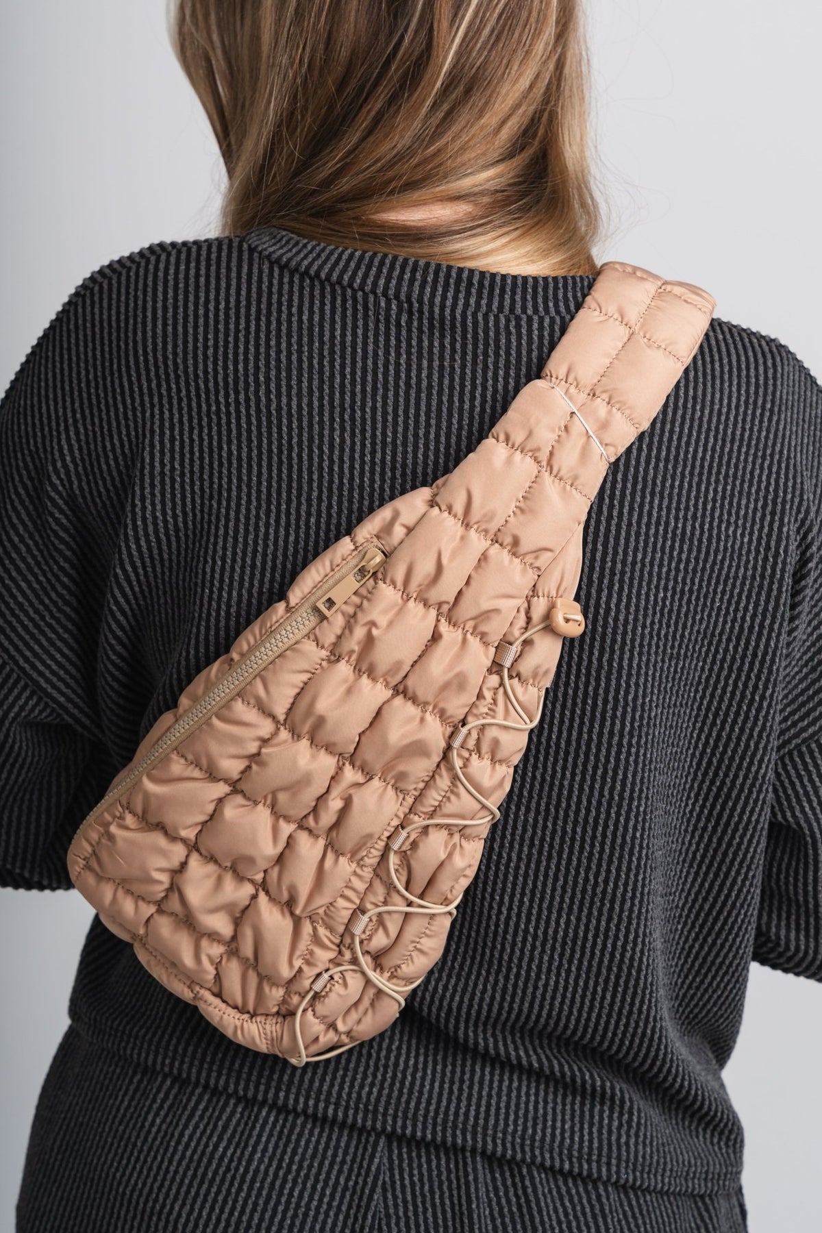 Quilted sling bag tan - Trendy Bags at Lush Fashion Lounge Boutique in Oklahoma City