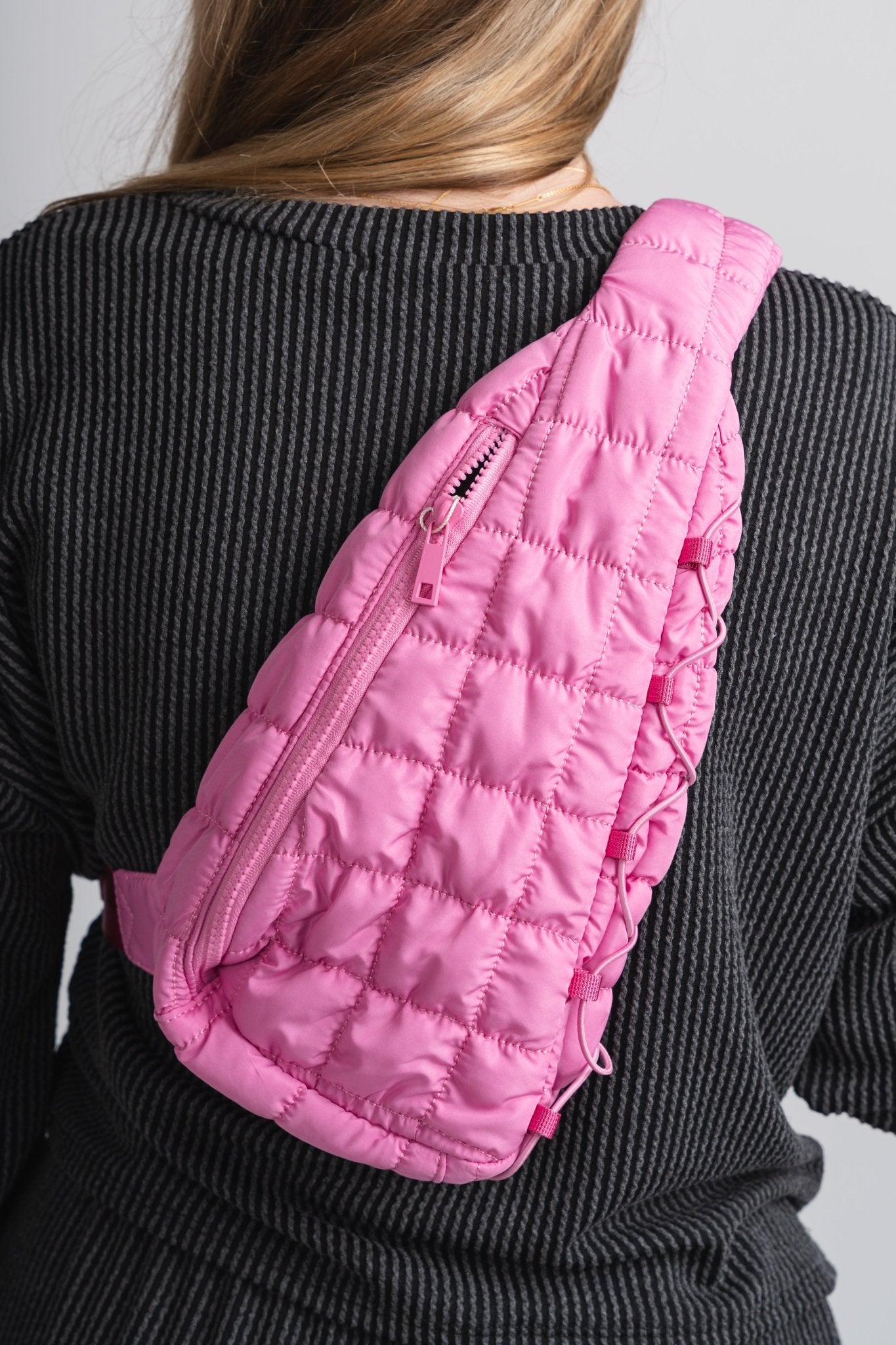 Quilted sling bag pink - Trendy Bags at Lush Fashion Lounge Boutique in Oklahoma City