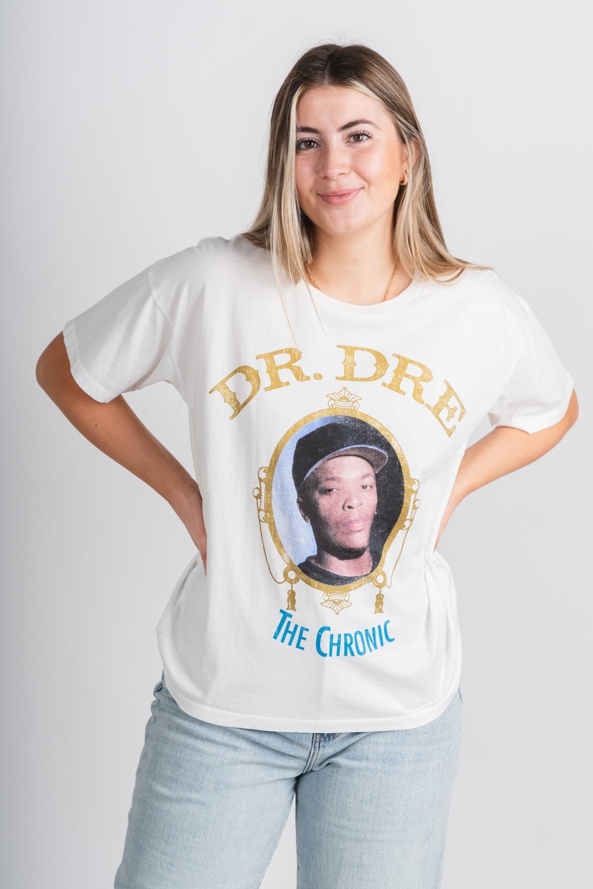 DayDreamer Dr. Dre the chronic merch t-shirt vintage white - Trendy Band T-Shirts and Sweatshirts at Lush Fashion Lounge Boutique in Oklahoma City