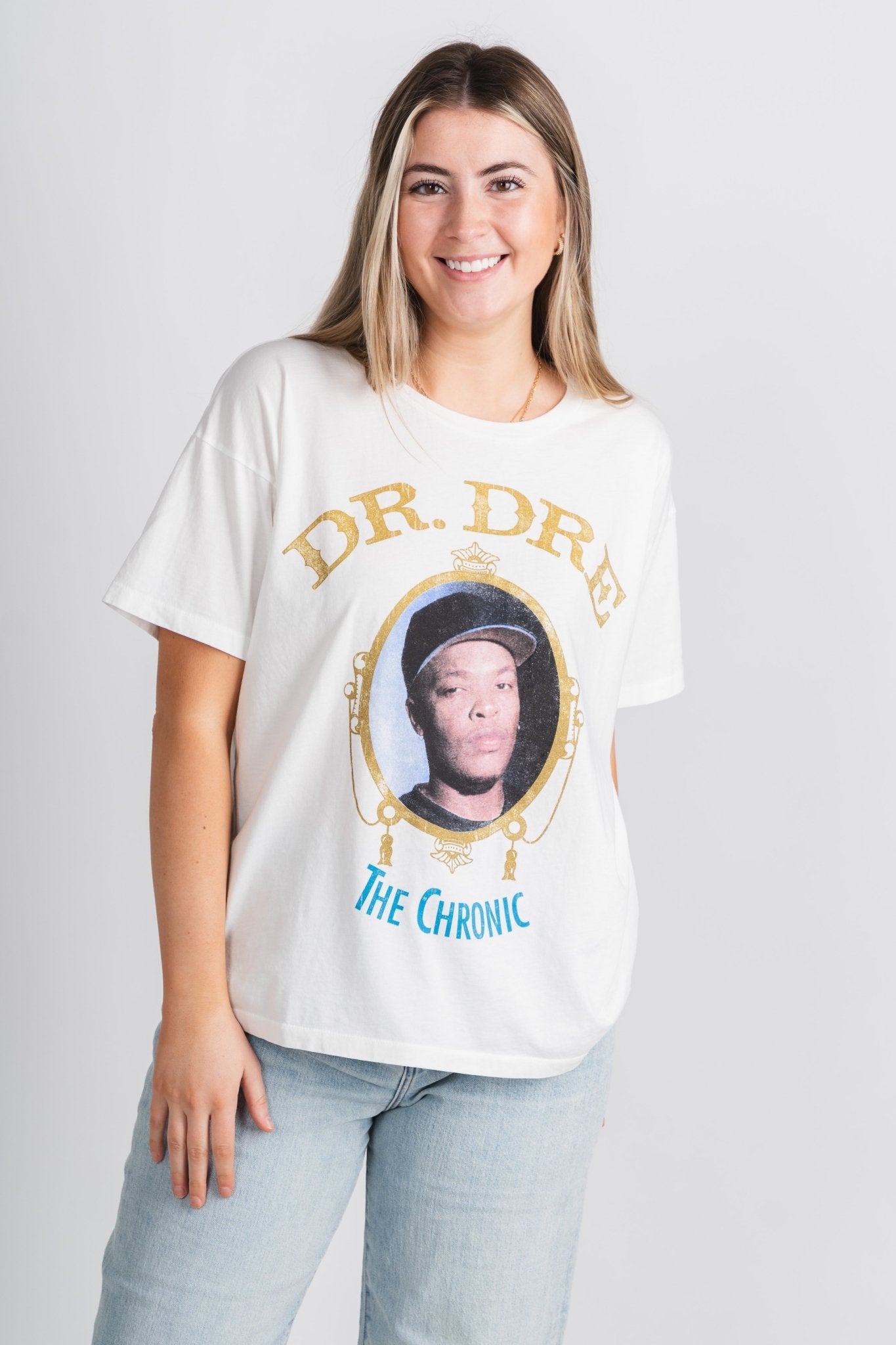 DayDreamer Dr. Dre the chronic merch t-shirt vintage white - DayDreamer Rock T-Shirts at Lush Fashion Lounge Trendy Boutique in Oklahoma City