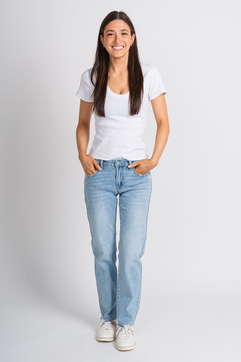 JBD low rise straight leg jeans light wash | Lush Fashion Lounge: boutique women's jeans, fashion jeans for women, affordable fashion jeans, cute boutique jeans