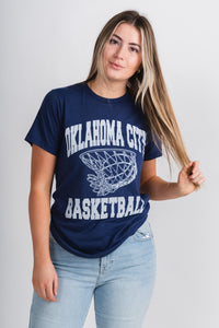 OKC swish unisex crew t-shirt navy - Trendy Oklahoma City Basketball T-Shirts Lush Fashion Lounge Boutique in Oklahoma City