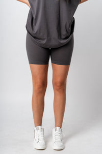 Biker shorts charcoal - Affordable biker shorts - Boutique Shorts at Lush Fashion Lounge Boutique in Oklahoma City