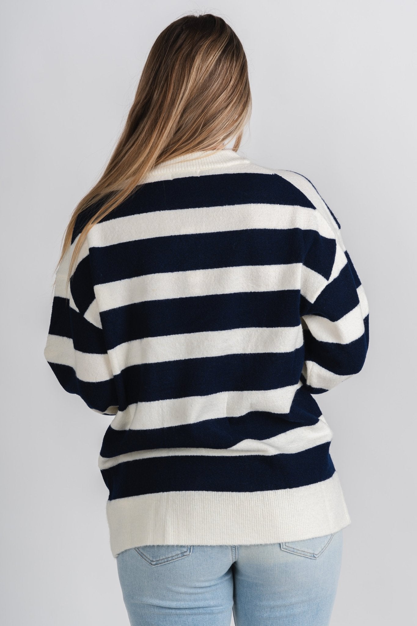 Oversized striped sweater ivory/navy