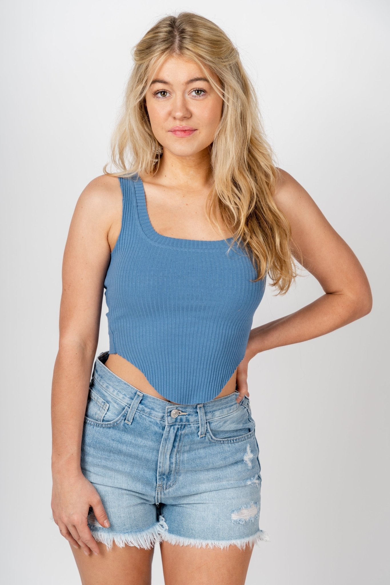 Cora ribbed tank top yale - Affordable Tank Top - Boutique Tank Tops at Lush Fashion Lounge Boutique in Oklahoma City