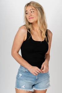 Cora ribbed tank top black - Cute Tank Top - Trendy Tank Tops at Lush Fashion Lounge Boutique in Oklahoma City