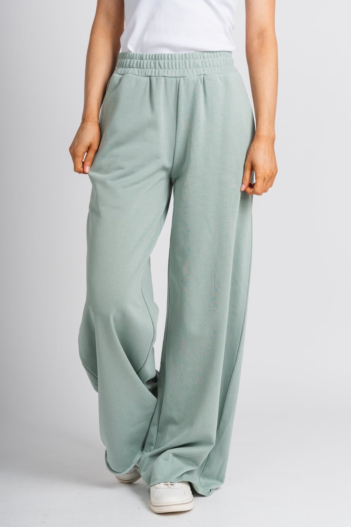 Vanessa wide leg lounge pant sage - Trendy Pants - Cute Loungewear Collection at Lush Fashion Lounge Boutique in Oklahoma City
