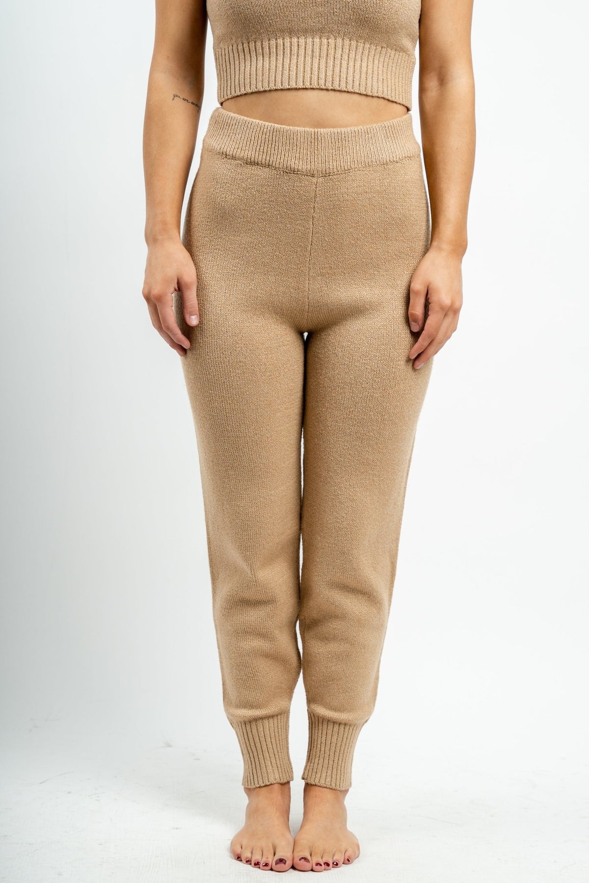 Knit jogger pant camel - Trendy Pants - Cute Loungewear Collection at Lush Fashion Lounge Boutique in Oklahoma City